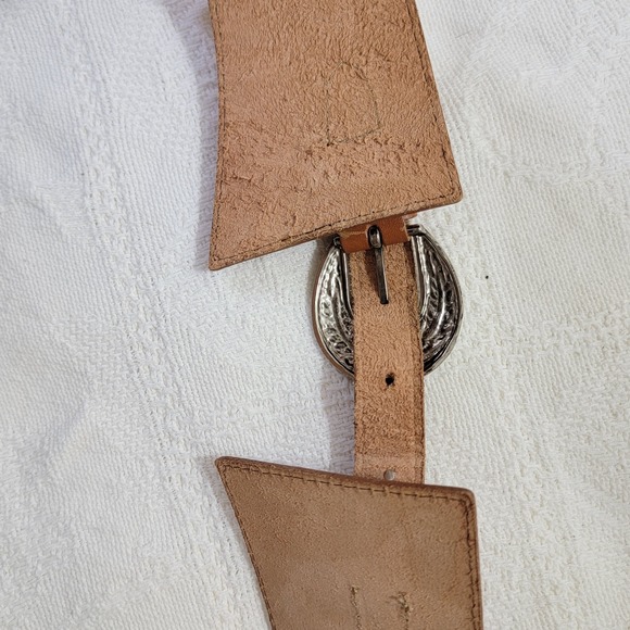 Vtg PASTA 90s Western Wide Waist Corset Belt Camel Tan Leather Silver Buckle N30 main image 5